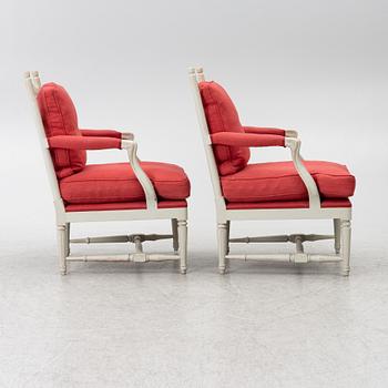 A pair of armchairs, late 20th Century.