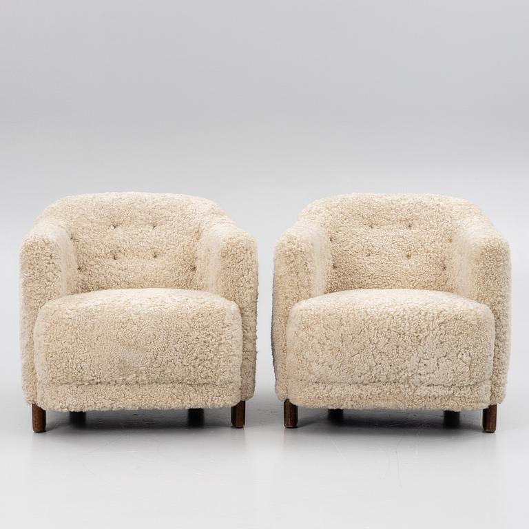 Fåtöljer, ett par, "Continent", modell 217, Asko, Finland, 1930/40-tal.