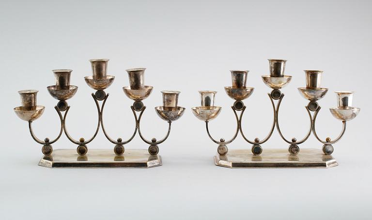 KANDELABRAR, 1 par, art déco, 1900-talets första hälft.
