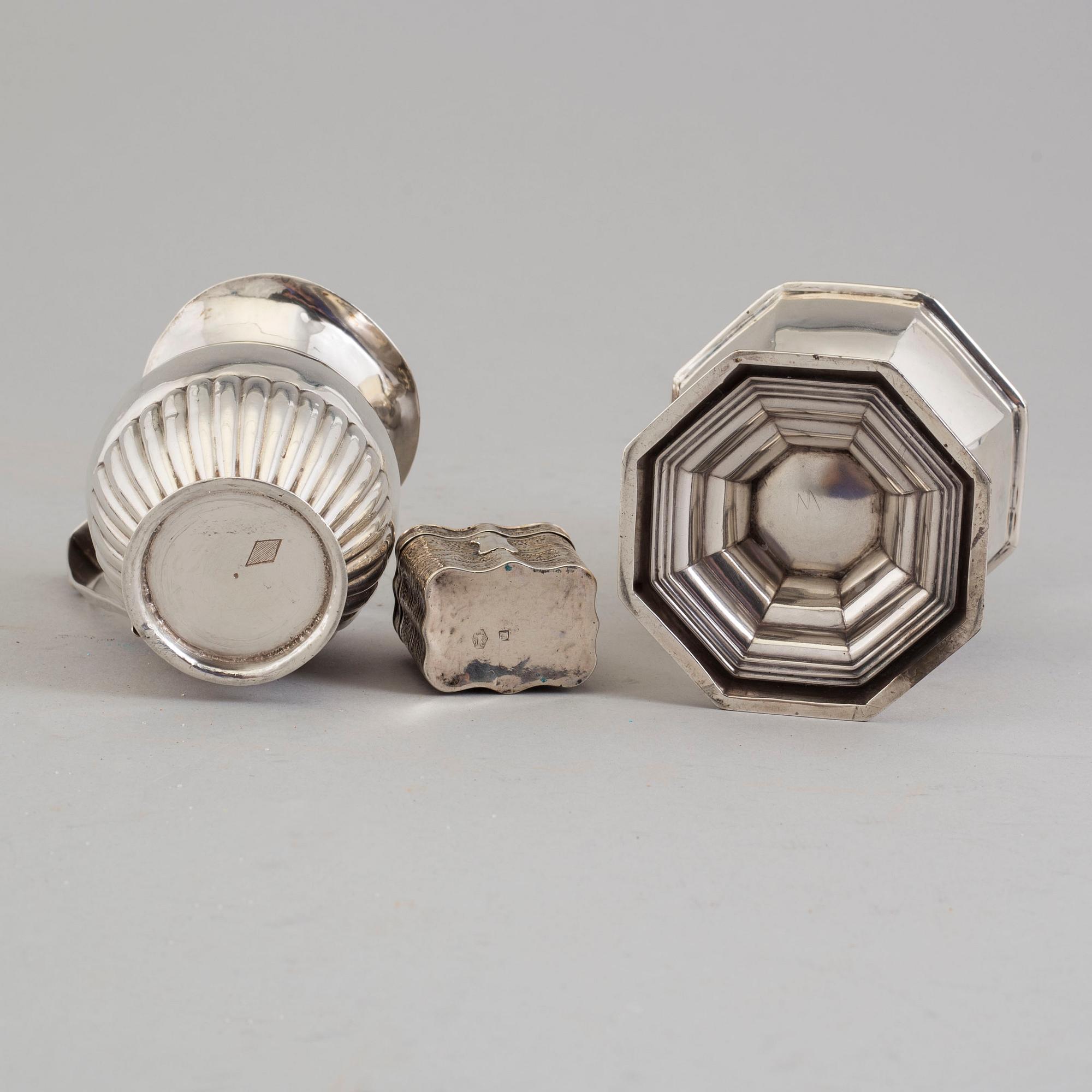 STRÖARE, GRÄDDKANNA, DOSA, silver, 1800-tal och 1900-tal.