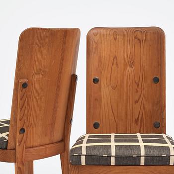 Axel Einar Hjorth, a set of 4 stained pine "Lovö" chairs, Nordiska Kompaniet, Sweden 1930s.