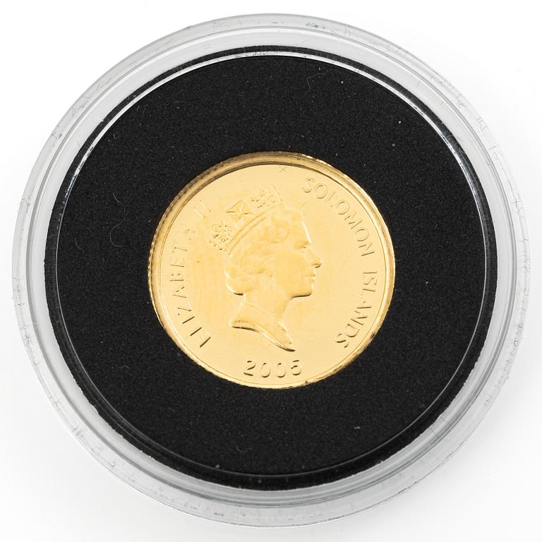 Guldmynt, 24 k, "John Lennon", 10 Solomon dollars, 2005.