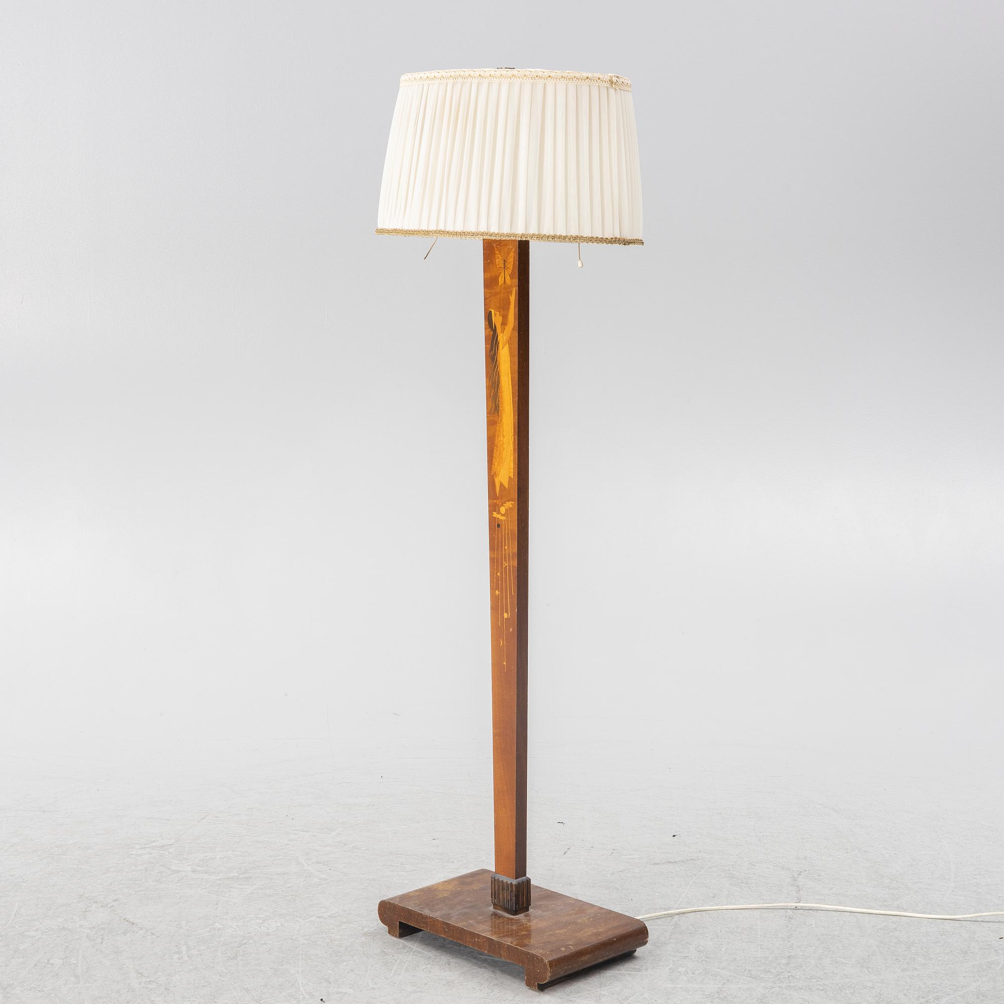 A floor lamp, Mjölby Intarsia, 1930s.
