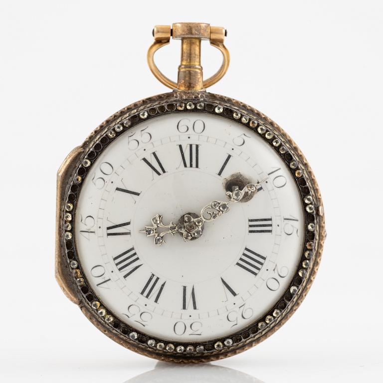 A gold and diamond pocket watch by Charles Le Roy (watchmaker in Paris 1733-71).
