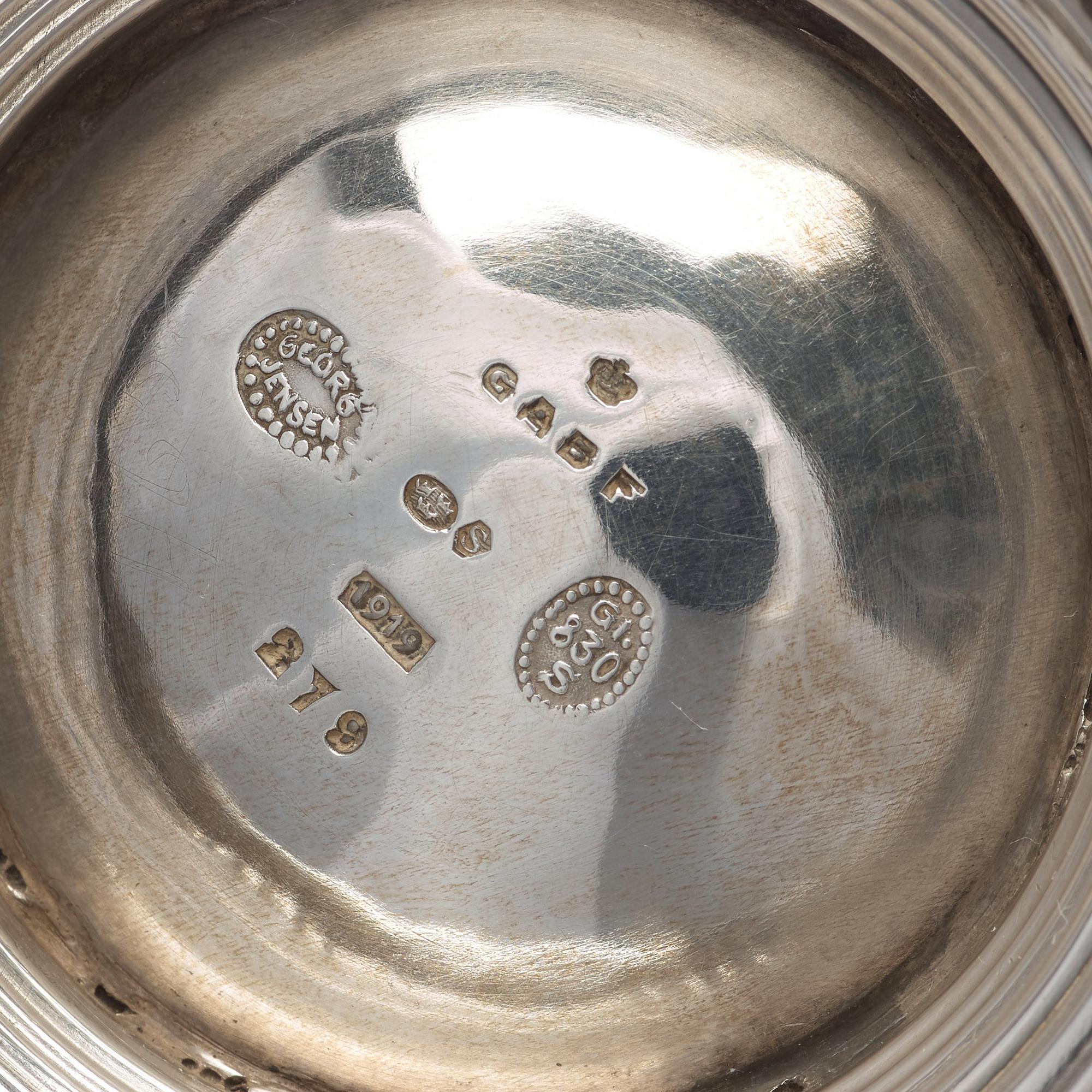 Johan Rohde, kaffe- och teservis 4 delar, Georg Jensen, Köpenhamn 1919, 830/1000 silver, svenska importstämplar GAB F.