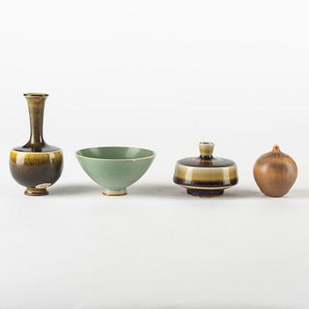 Berndt Friberg, four stoneware miniatures, Gustavsberg.