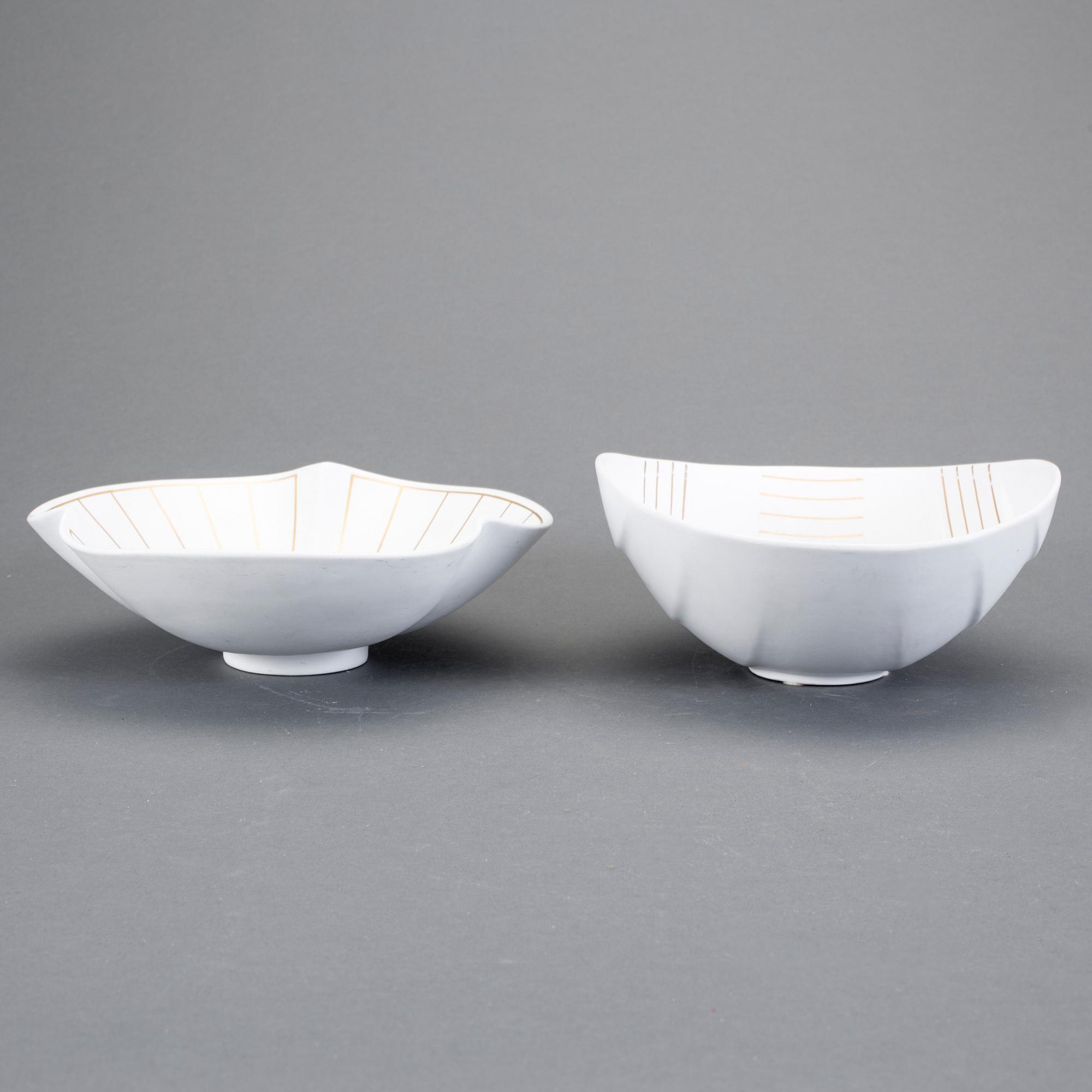 SKÅLAR, 2 st, carraragods, "Guldsurrea", Wilhelm Kåge, Gustavsbergs studio, 1900-talets mitt.