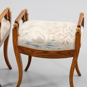A pair of Karl Johan stools, 19th century.