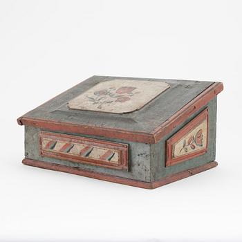 A provincial Swedish painted wooden box, late 18th Century, dated 1798, presumably Jämtland.