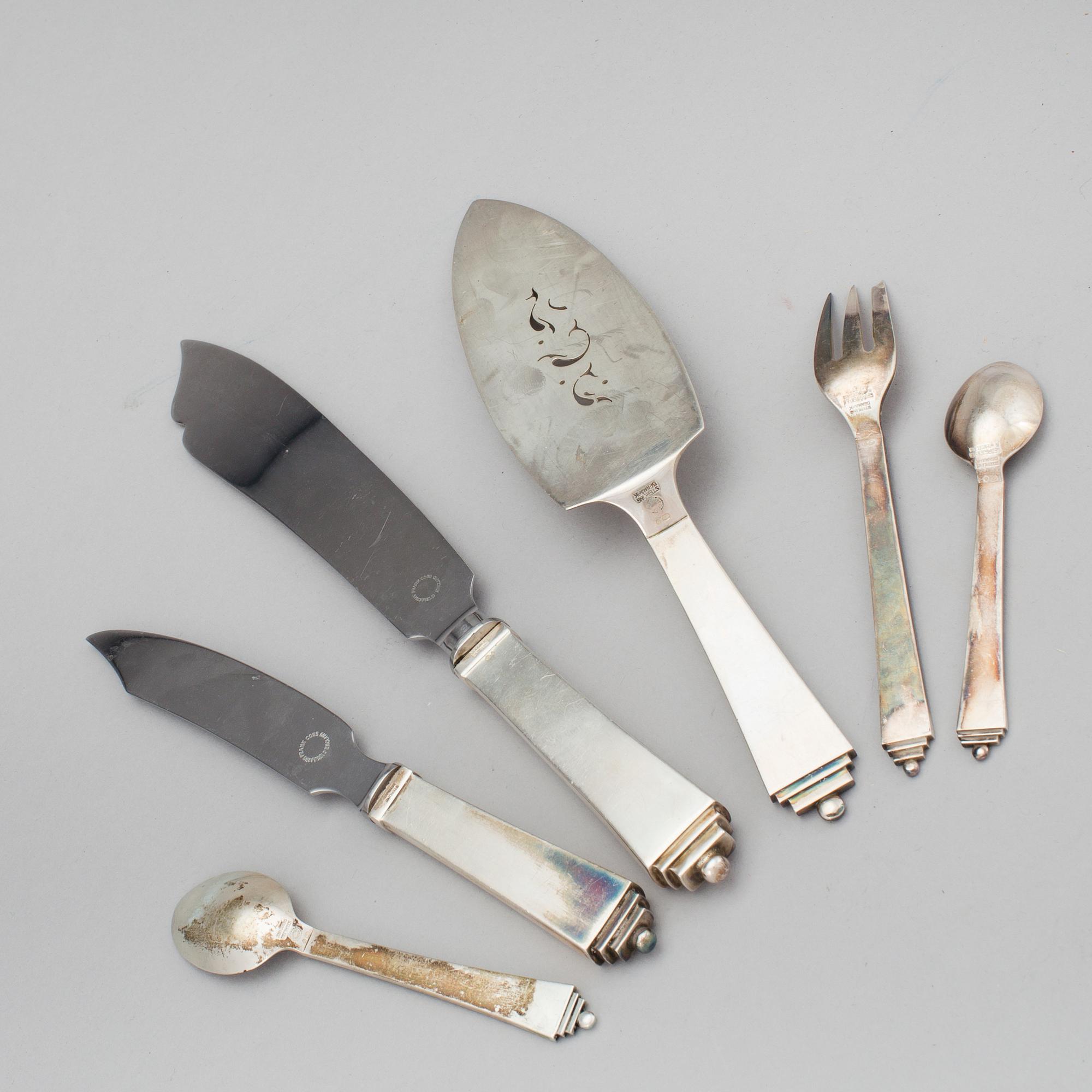 HARALD NIELSEN, 41 pieces of sterling silver cutlery model "Pyramid" Georg Jensen Denmark. Total weight c. 720 gram.