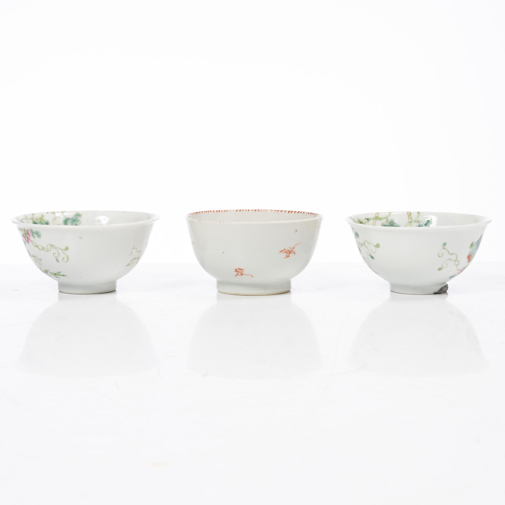 Thirteen porcelain cups, China, mostly 18th century.