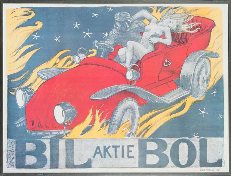 Poster, "Bil-Bol", after Akseli Gallen-Kallela, 1990s.