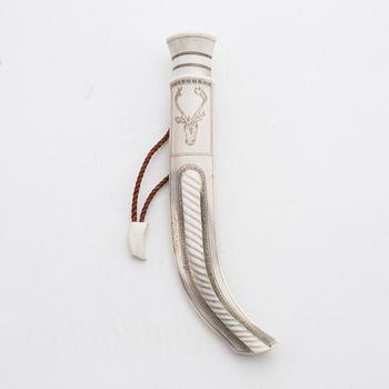 A reindeer horn knife by Bertil Fällman, signed.