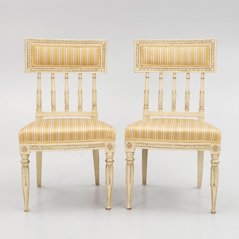 A set of six late Gustavian chairs, Stockholm, late 18th century.