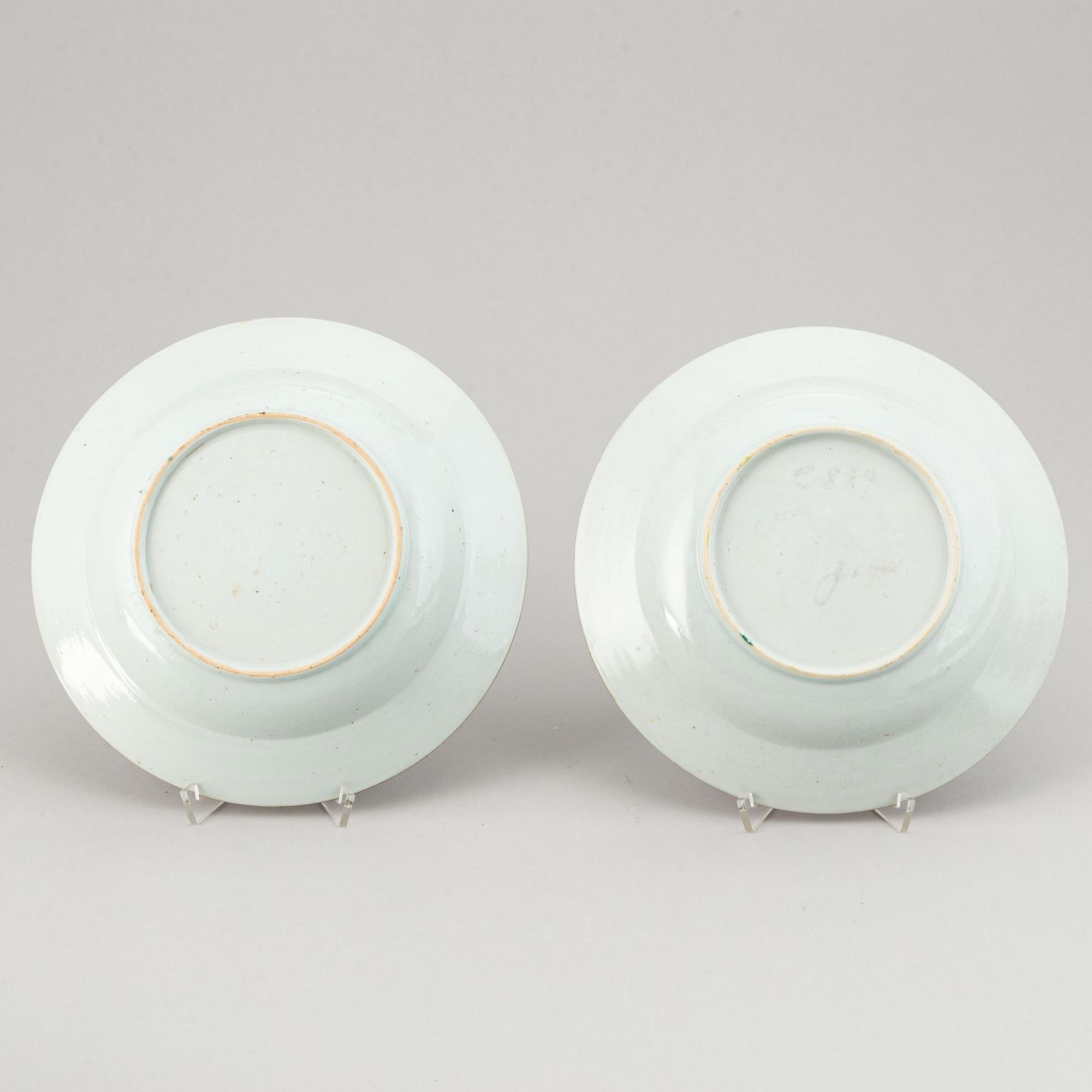 A set of 11 famille rose export dishes, Qing dynasty, Qianlong (1736-95).