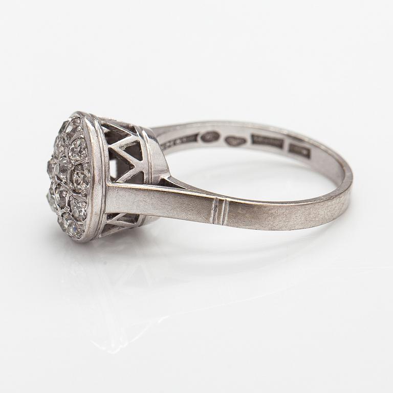 An 18K white gold ring with old-cut diamonds ca. 0.75 ct in total. Malmberg Ernst, Hindås 1970.