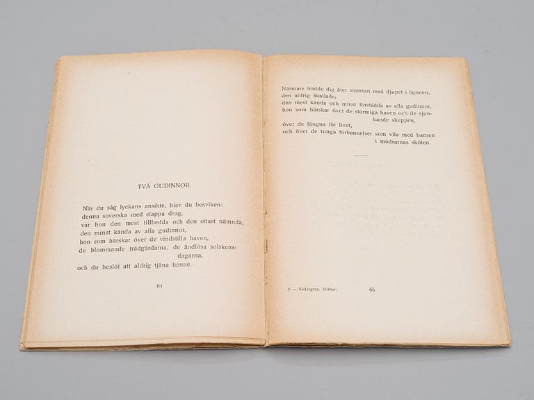 EDITH SÖDERGRAN, "Dikter" (Poems), first edition, Holger Schildts förlag, Borgå 1916.