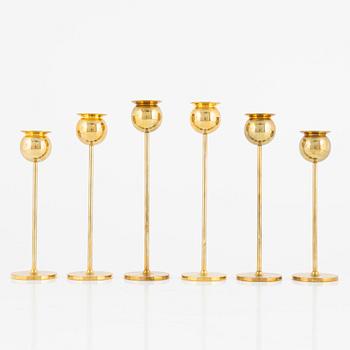 Pierre Forssell, a set of six 'Tulpan' candlesticks, Skultuna bruk.