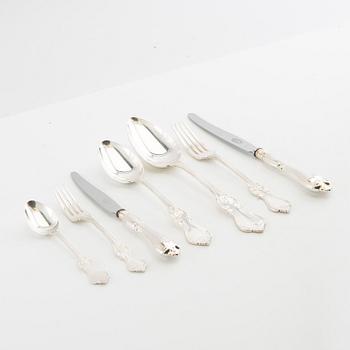 Cutlery, 86 dlr "Olga" silver CG Hallberg Stockholm 1950s.