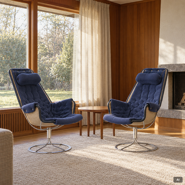 Bruno Mathsson, Armchairs, a pair, Jetson, Dux, second half of the 20th century.