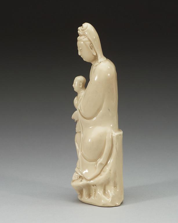 A blanc de chine figure of Guanyin, Qing dynasty 18th Century.