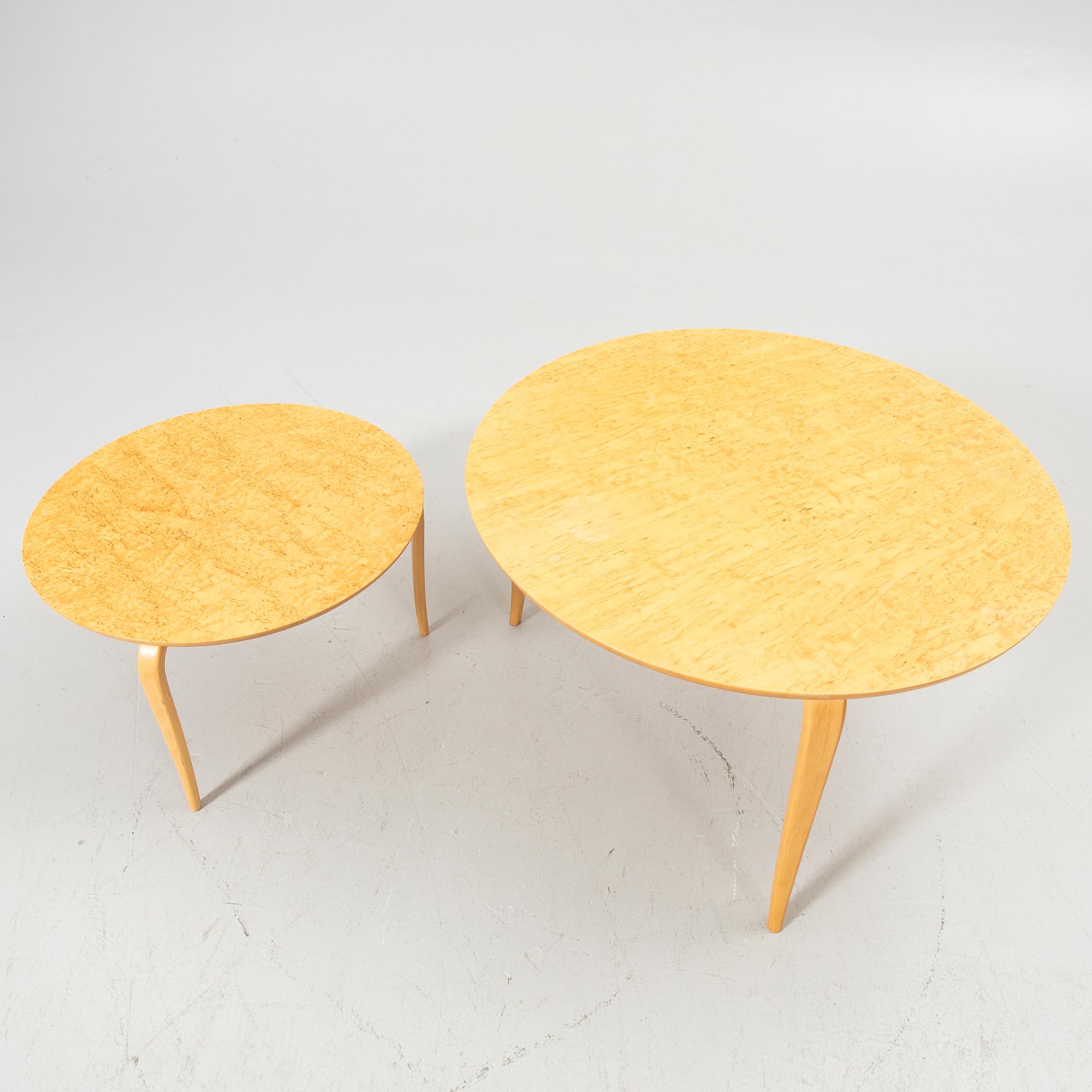 Bruno Mathsson, Coffee tables, 2, "Annika", Dux, latter half of the 20th century.