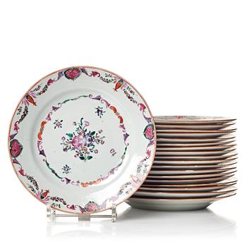 A set of 19 famille rose dishes, Qing dynasty, Qianlong (1736-95).