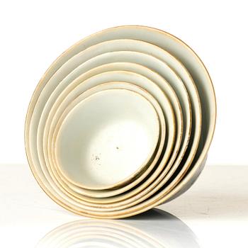 A set with seven famille rose bowls, Qing dynasty, 19th Century.