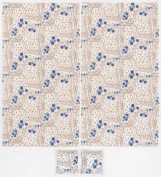 Josef Frank, a pair of curtains and a pair of cushions, 'Loops', Svenskt Tenn.