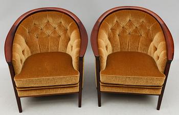 FÅTÖLJER, 1 par, Bröderna Andersson, Ekenässjön, 1900-talets andra hälft.