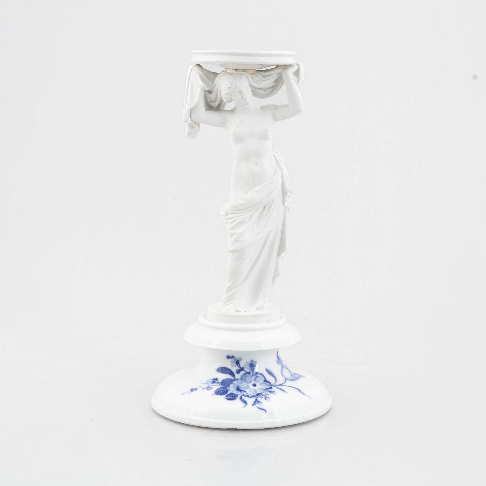 Fot till lampa eller uppsatsskål, porslin och parian, Royal Copenhagen, Danmark, 1889-1922.