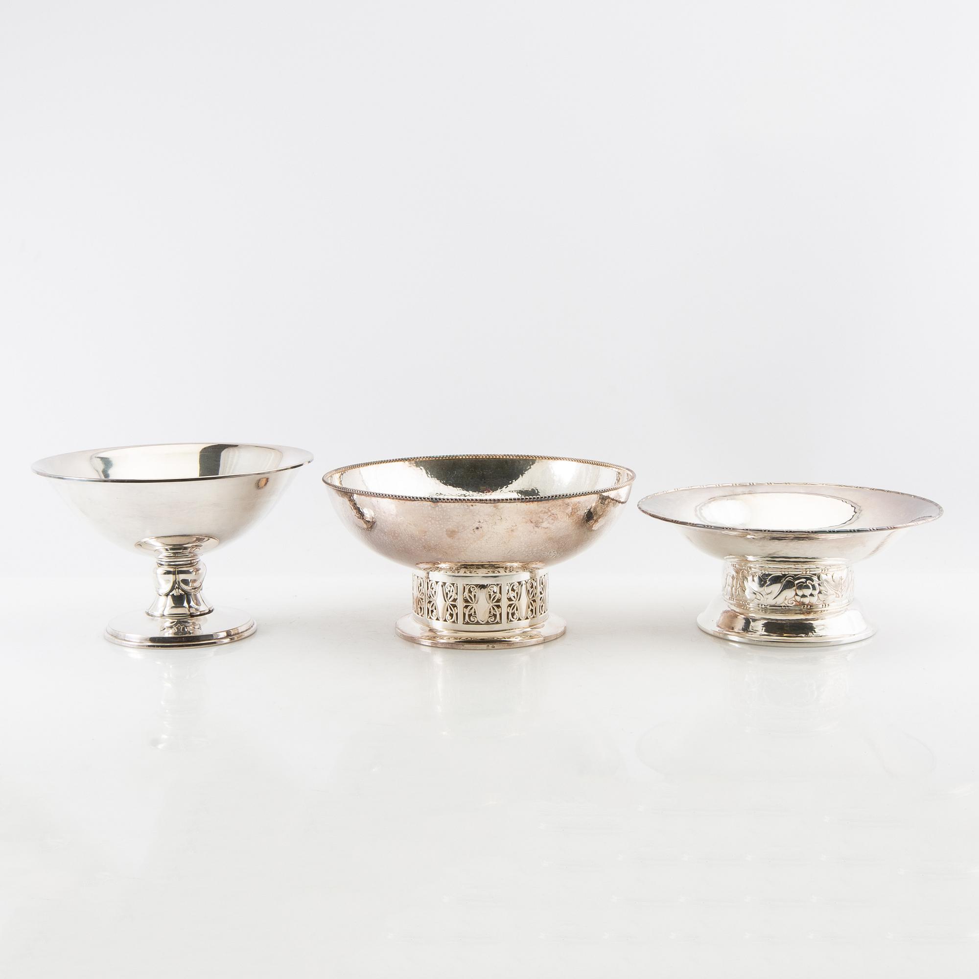 Bowls 3 pcs of silver plate, including GAB, first half of the 20th century.