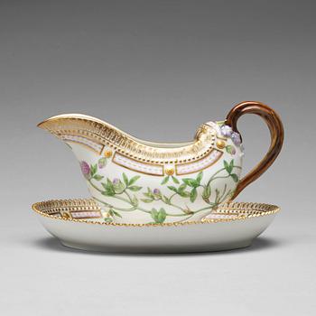 A Royal Copenhagen "Flora Danica" sauce boat, Denmark, "20th Century.