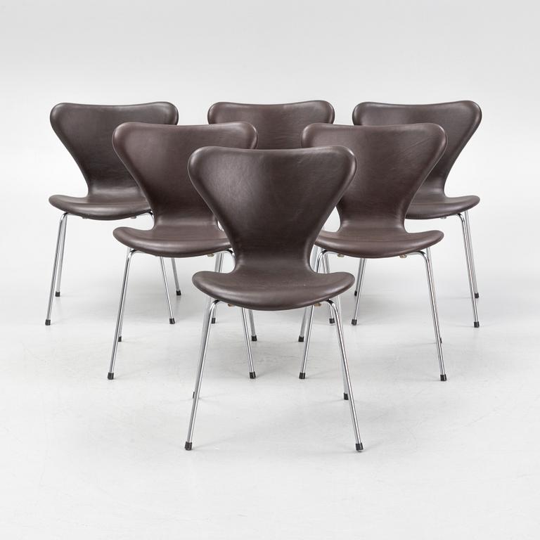 Arne Jacobsen, stolar, 6 st, "Sjuan". Fritz Hansen, Danmark.