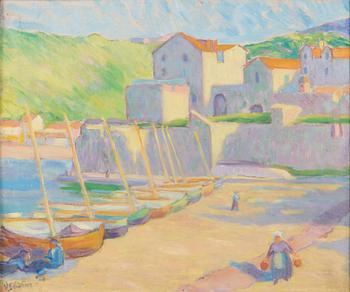 Okänd konstnär, olja på duk, signerad V. Sandberg och daterad -13.