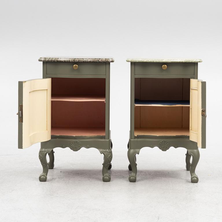 A pair of similar bedside tables, first half of the 20th century.