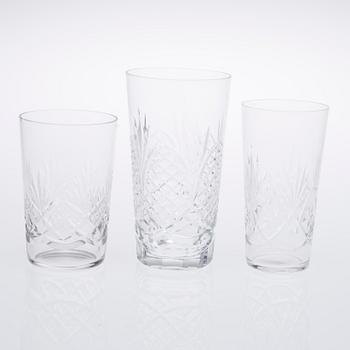 GLASSERVISDELAR, 27 st "Yrjö", Matti Niemi, Riihimäen Lasi och GLAS, 10+6 st samt SOCKERSKÅL, 1900-talets mitt.