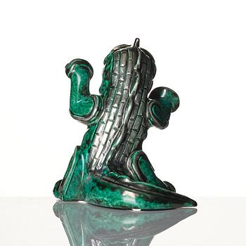 Wilhelm Kåge, an "Argenta" stoneware sculpture of a dragon puppy, Gustavsberg, 1940s.