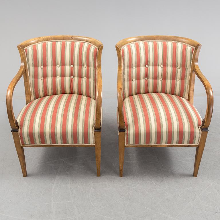 A pair of 1920s/1930s Swedish grace easy chairs.