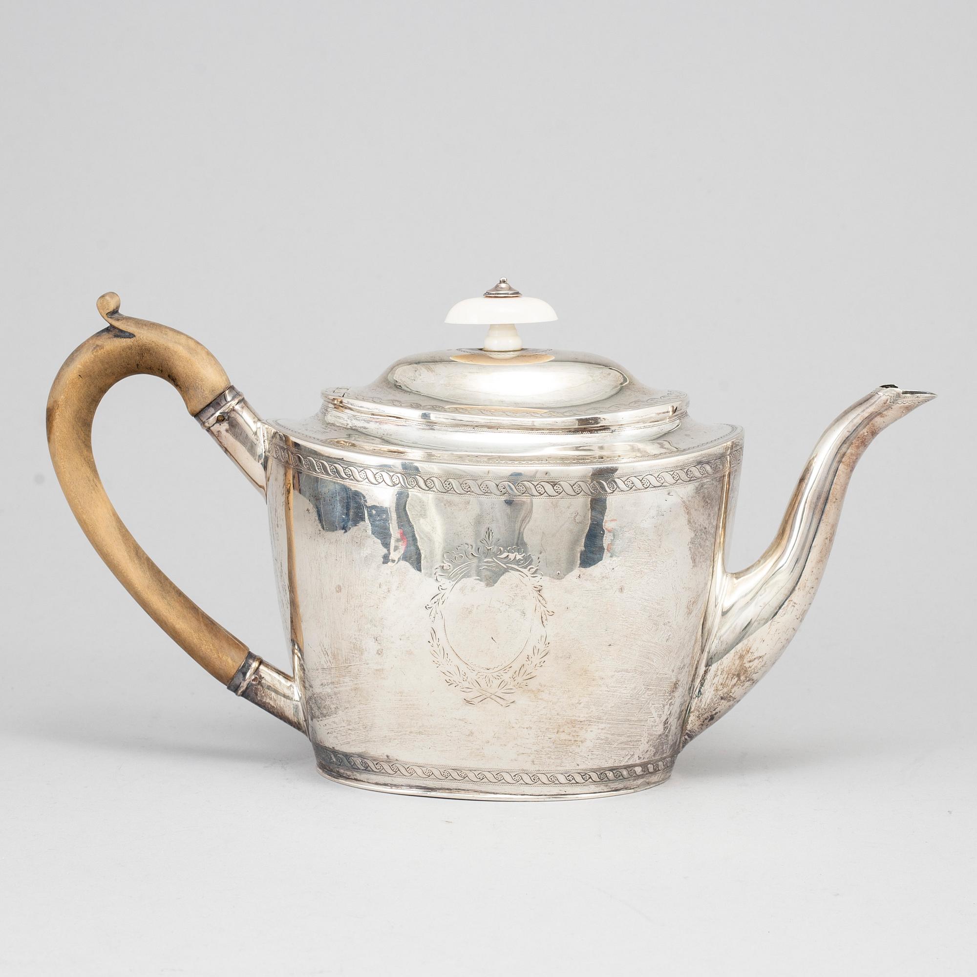 A Georgian silver teapot, London, England, 1799.