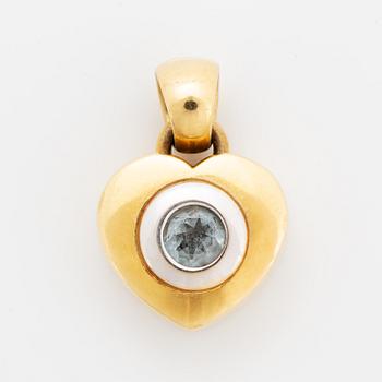 18K gold and blue stone heart pendant.