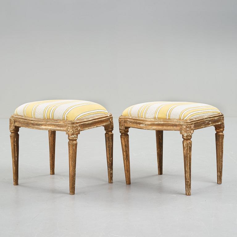 A pair of Gustavian late 18th century stools.