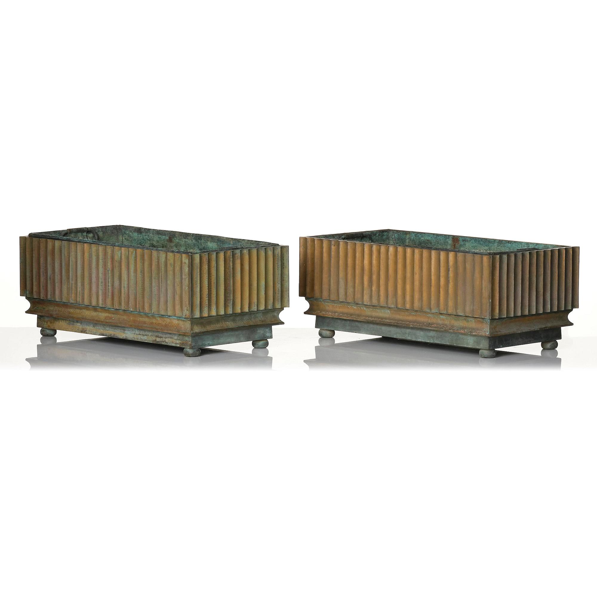 Swedish Grace, a pair of bronze planters, 1920s-1930s.