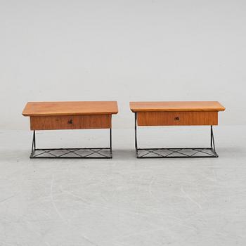 A pair of teak bedside tables, 1950's.