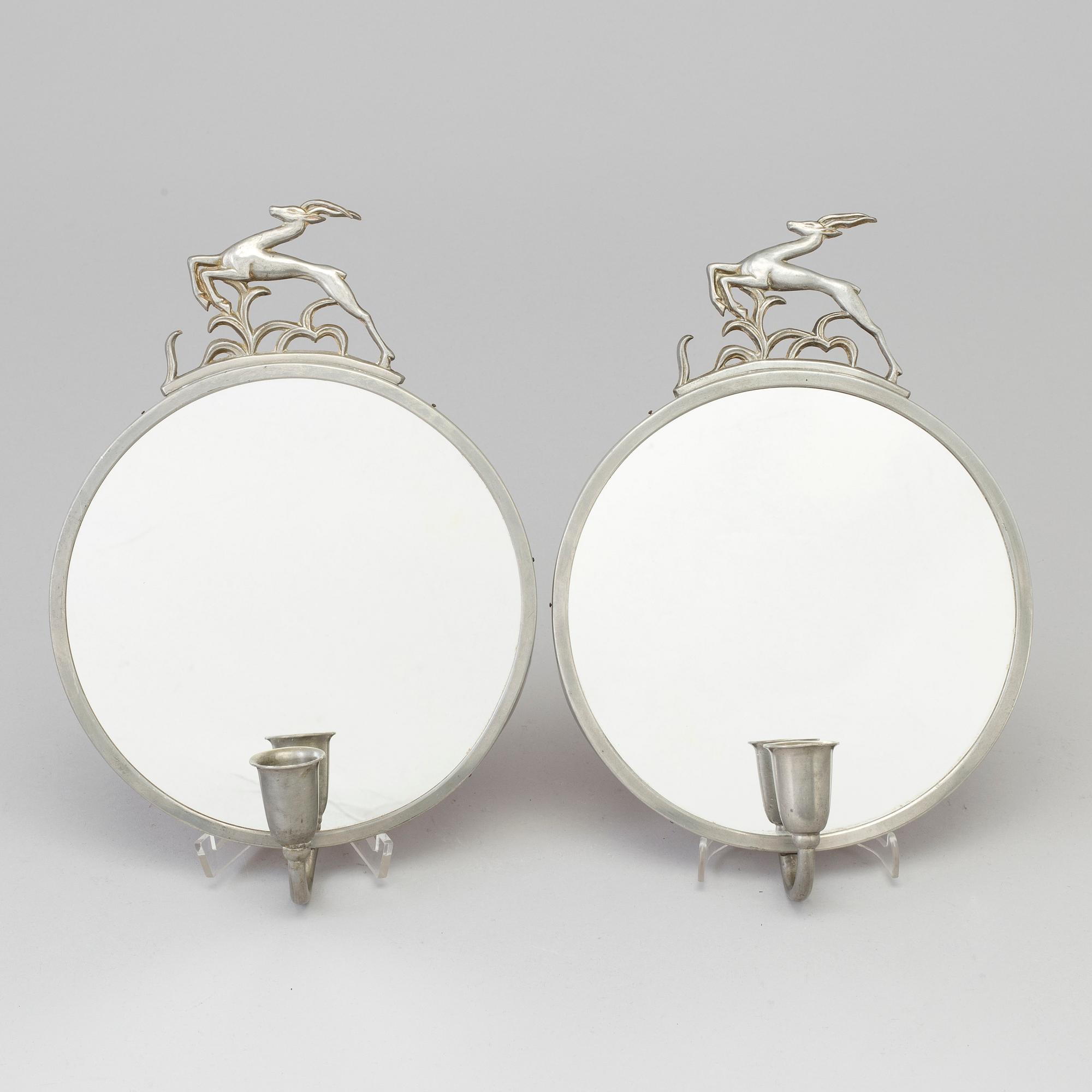 A pair Art Deco pewter wall scones, 1930 / 40s.