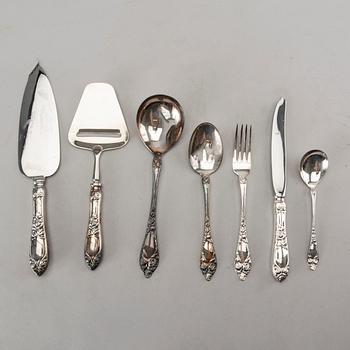 A set of silver cutlery for 12 persons, 67 pieces. Total weight incl steel blades app. 2600 gram.