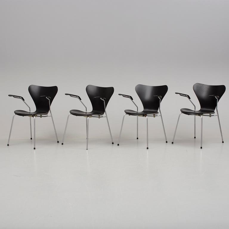 KARMSTOLAR, 4 st, "Sjuan", Arne Jacobsen, Fritz Hansen.