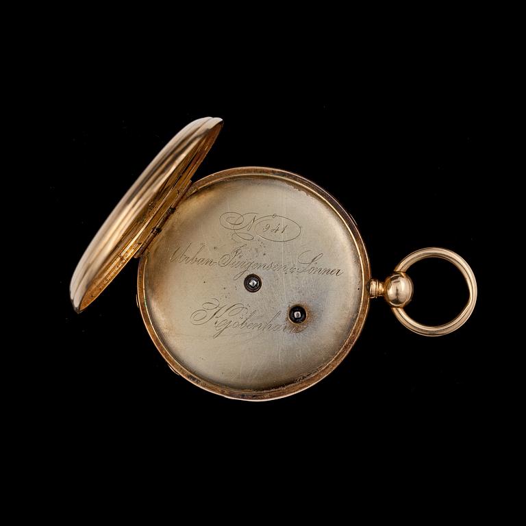 A gold pocket watch, Urban Jürgensen & Sönner, Copenhagen, late 19th century.