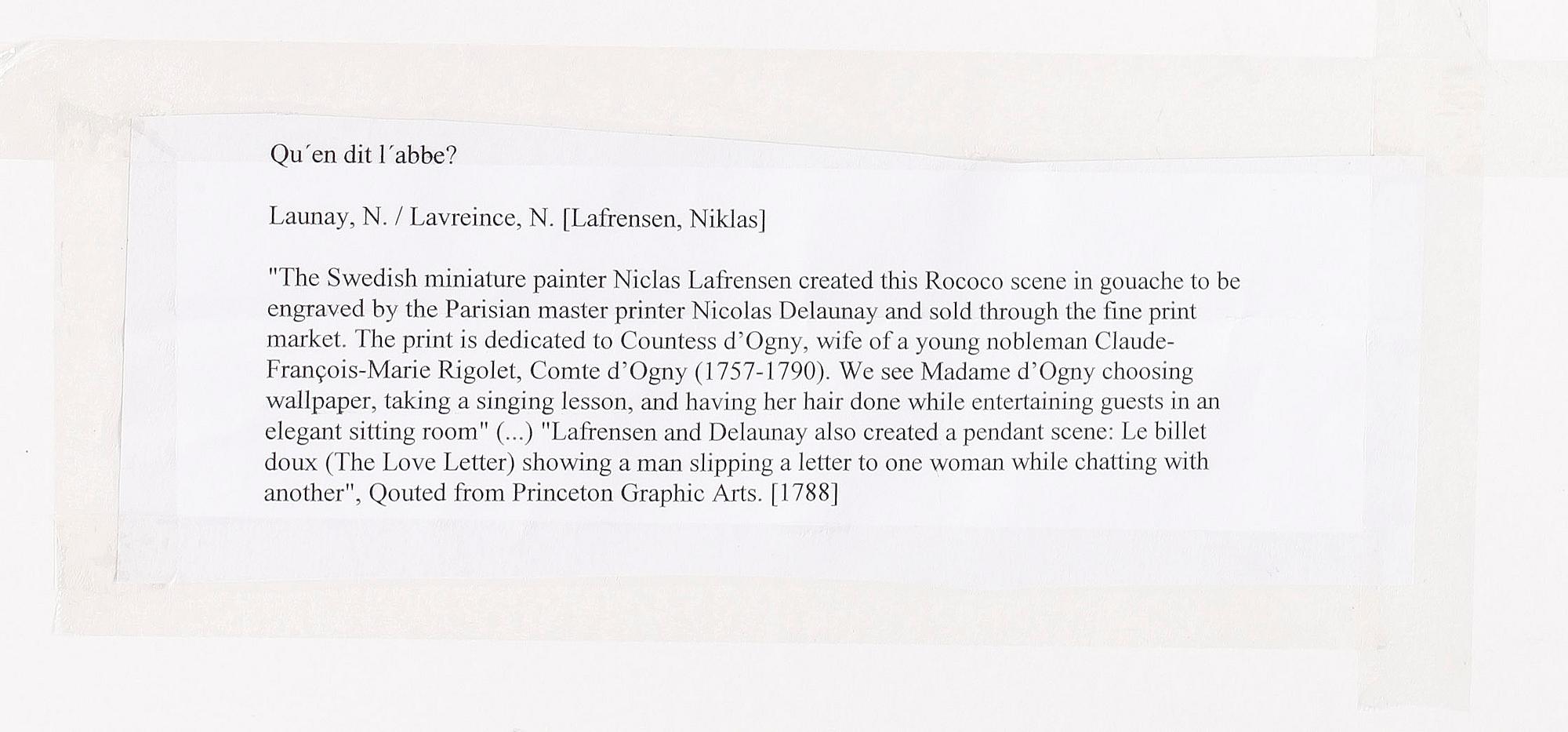 KOPPARSTICK, efter Nicolas Lafrensen, bär datering 1788.