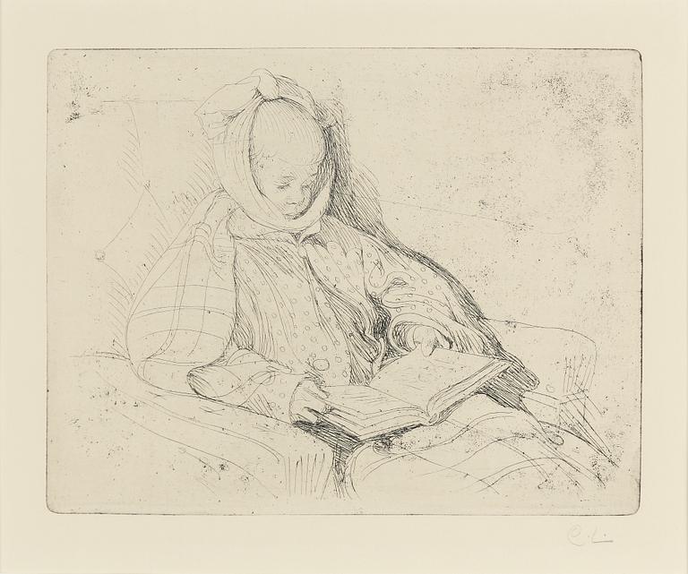 CARL LARSSON, etching, signed C.L. in pencil. Executed 1912. State 1. "Mumps (Esbjörn)".